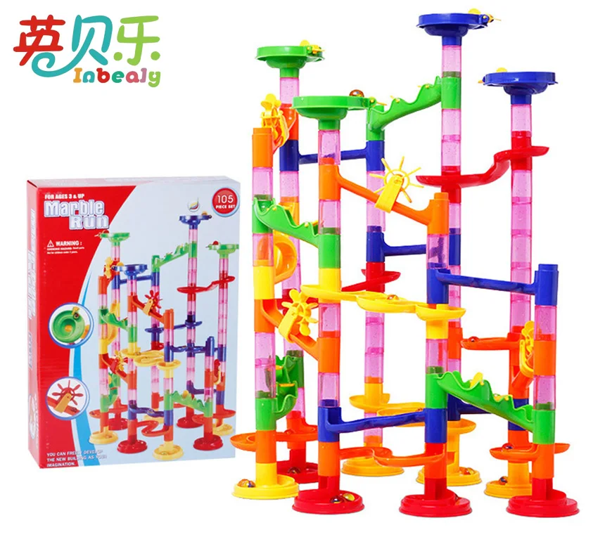 105pcs Marble Race Run Maze Balls Construction Game Plastic Tracks