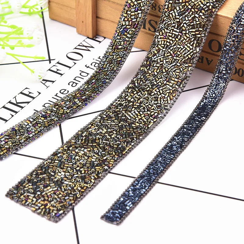 

hotfix 2yard/lot black rhinestone Trim Mesh strass chain cyrstal Banding bridal applique for garment wedding dress decoration