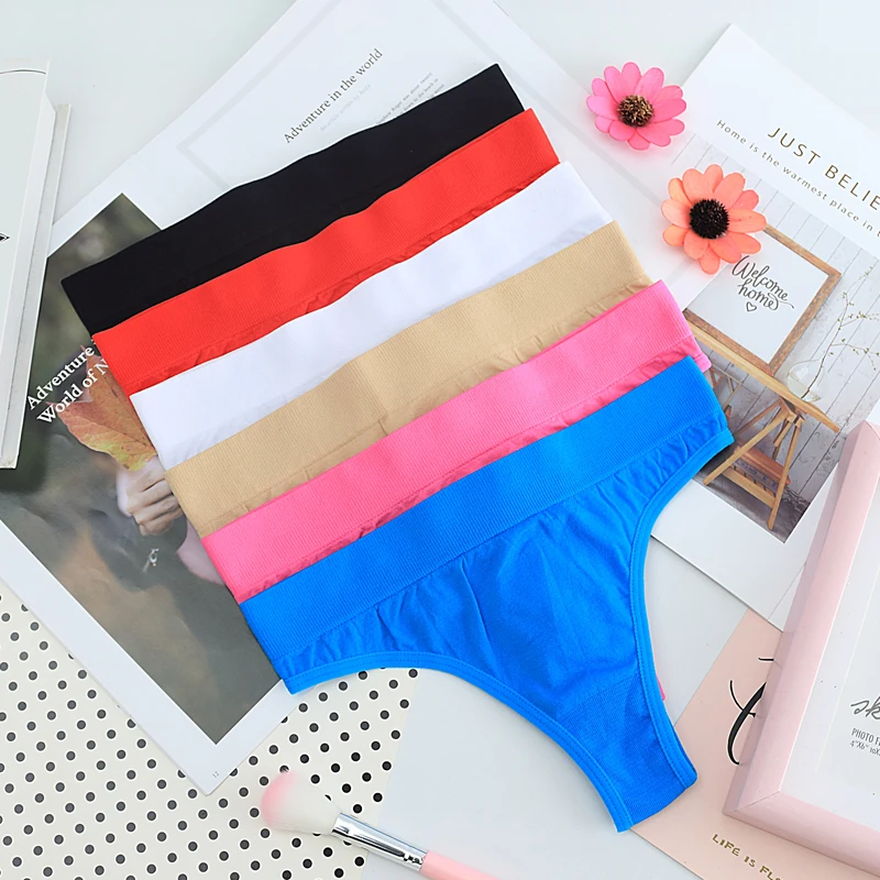 

5pcs/lot wholesale active Girls underwear thongs sexy G-strigs female thong panties Seamless colors intimates XXS-L 1123P5