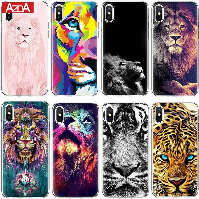 

Pattern Silicone TPU Phone Case For iPhone 5 5S 5C SE 6 6S 7 8 Plus X Back Cover Tiger Lion Painting Durable Ultra Thin Capa