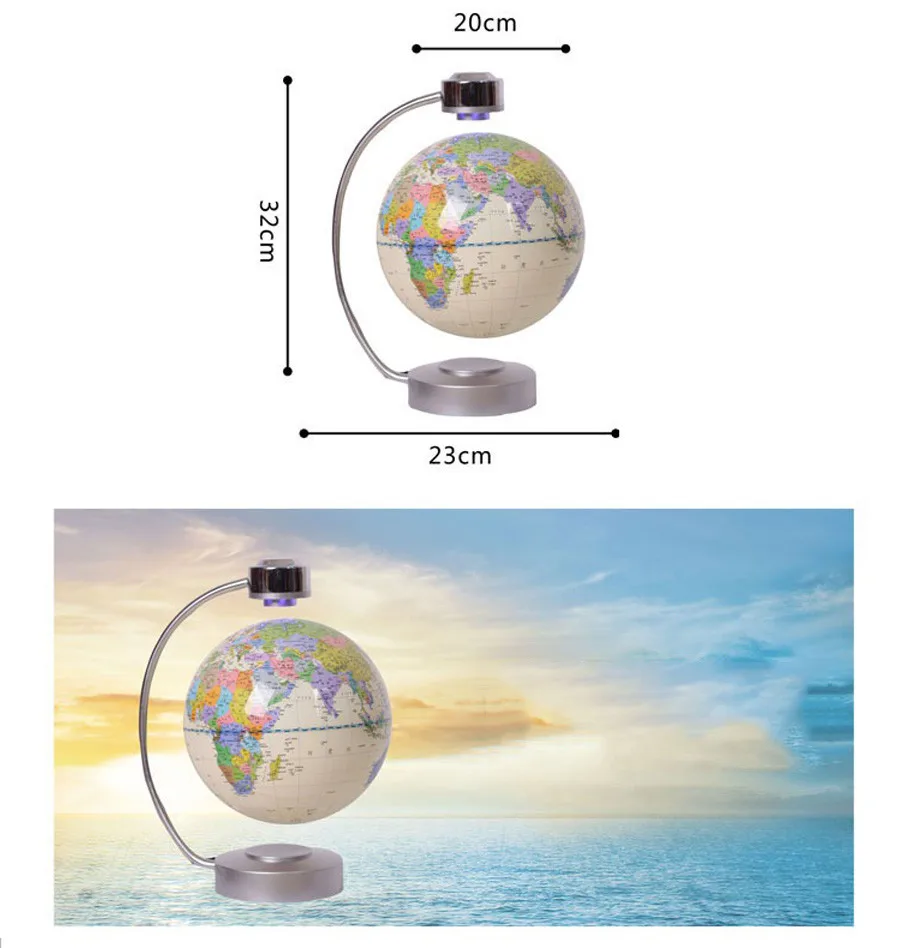 8 дюймов Электронный магнитный левитационный Плавающий глобус Карта мира с светодиодный подсветкой для бойфренда Рождественский подарок украшение дома