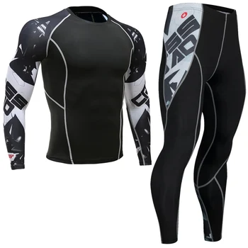 

MMA rashguard men's multifunctional fitness compression set 3D print men's tights pants mens rashgard Cycling Base Wear kit