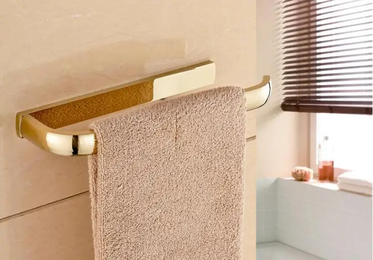 Набор аксессуаров для ванной комнаты, Золотой квадратный держатель бумаги, полотенцесушитель, мыльница, вешалка для полотенец, стеклянная полка держать полотенец для ванной набор - Цвет: towel ring