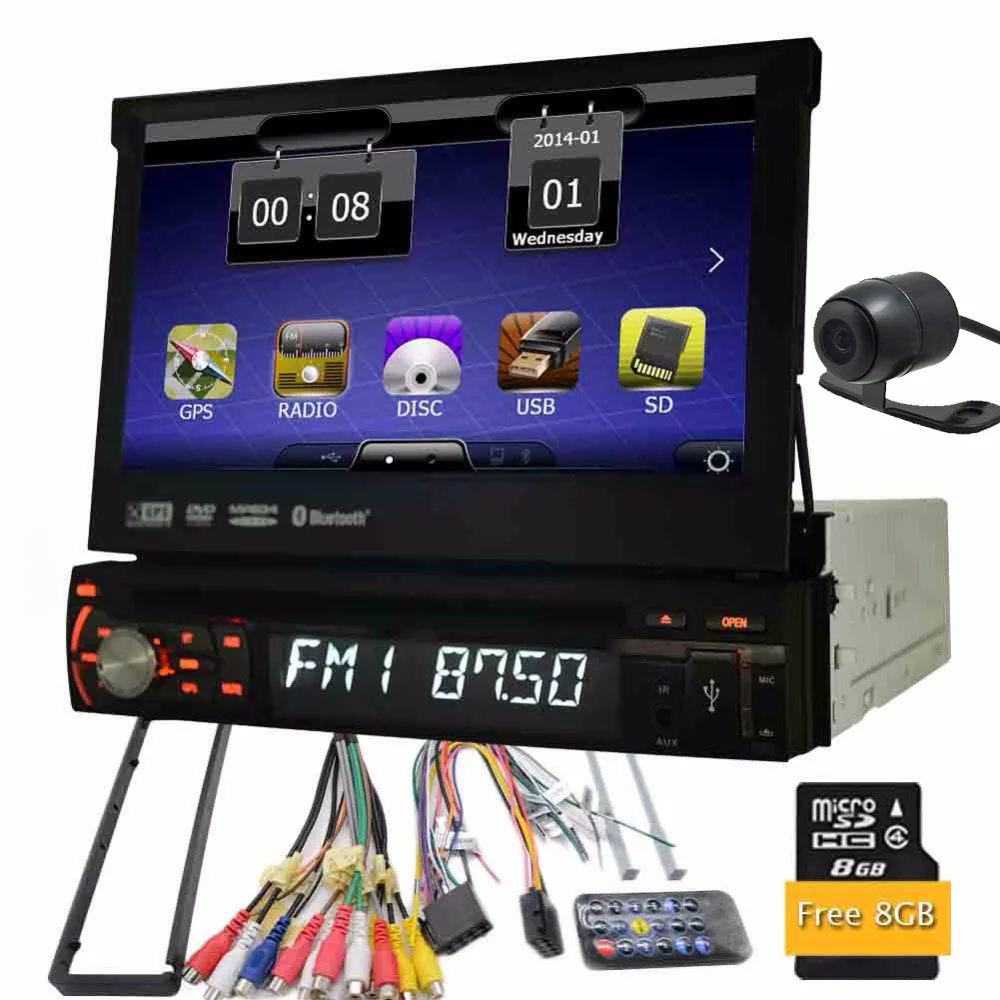

Reverse Camera Include 8GB Map Headunit 1 din Car Radio Stereo GPS Navigatio Bluetooth Autoradio Touchscreen Radio Receiver FM