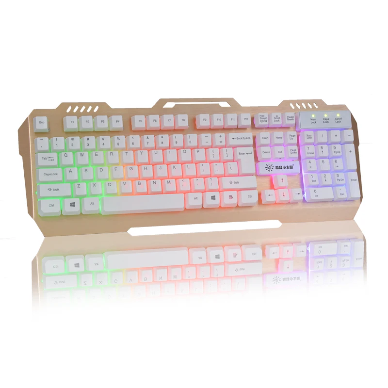 

SUNROSE Metal panel wired rainbow backlighting game keyboard computer notebook mechanical feel CF special lol