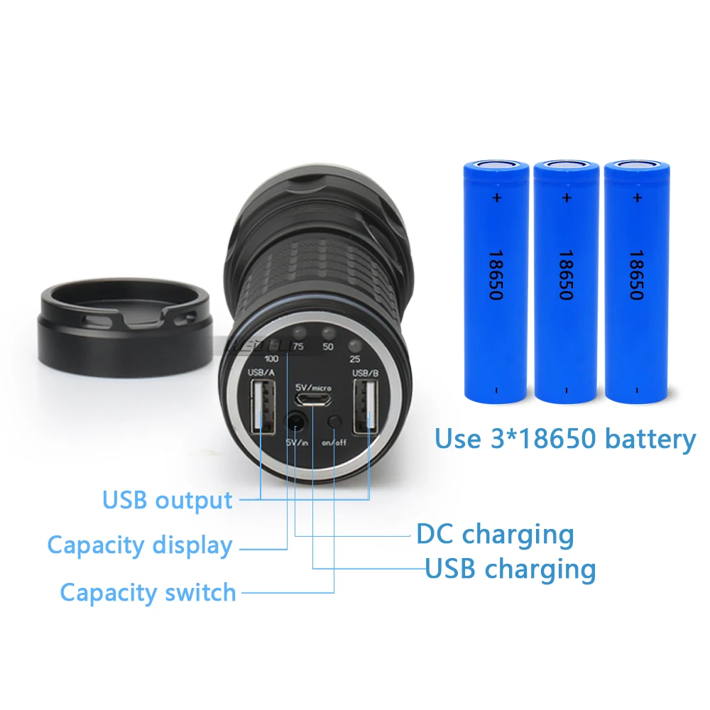 Самый мощный фонарик xhp70 фонарь прожектор usb зарядка светодиодный для фонарика
