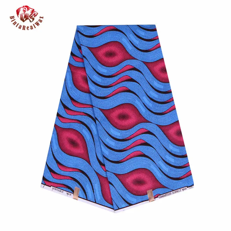 Синий полиэстер воск печатает ткань Анкара бинта настоящий воск высокого качества 6 ярдов африканская ткань для вечерние платья FP6055