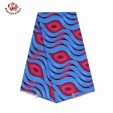Синий полиэстер воск печатает ткань Анкара бинта настоящий воск высокого качества 6 ярдов африканская ткань для вечерние платья FP6055