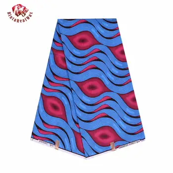 

Blue Polyester Wax Prints Fabric 2019 Ankara Binta Real Wax High Quality 6 yards African Fabric for Party Dress FP6055