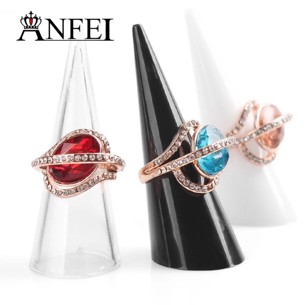 ANFEI Fancy Acrylic Jewelry Finger Ring Display Ring Holder Triangle