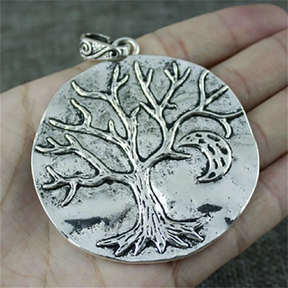 WYSIWYG 1pcs 85x65mm Tree And Moon Charm Pendants For Jewelry Making