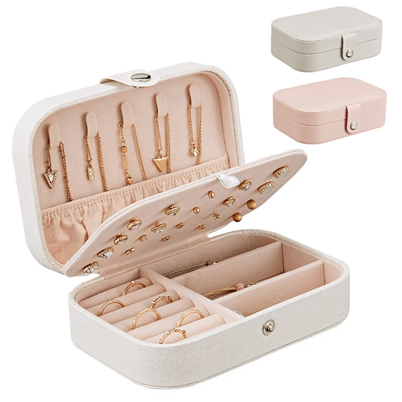 

Velvet Jewelry Display Box Leather Earrings Holder Protable Multi-function Rings Bracelet Organizer Case