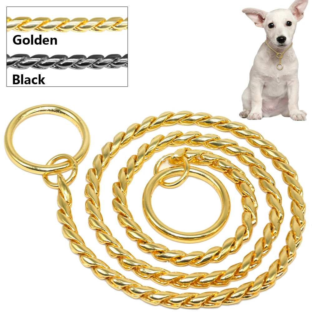

Snake Chain Dog Show Collar Heavy Metal Chain Dog Training Choke Collar Strong Chrome or Gold 3mm 4mm 5mm