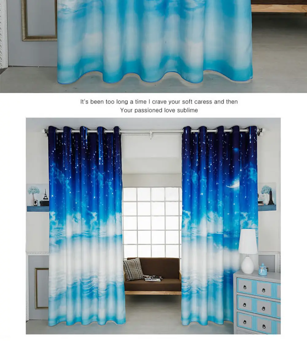 Персональный портной 2x люверсами окна драпировки занавески гостиной окна туалетный Тюль крючок 200x260 см Ван Гог живопись синий