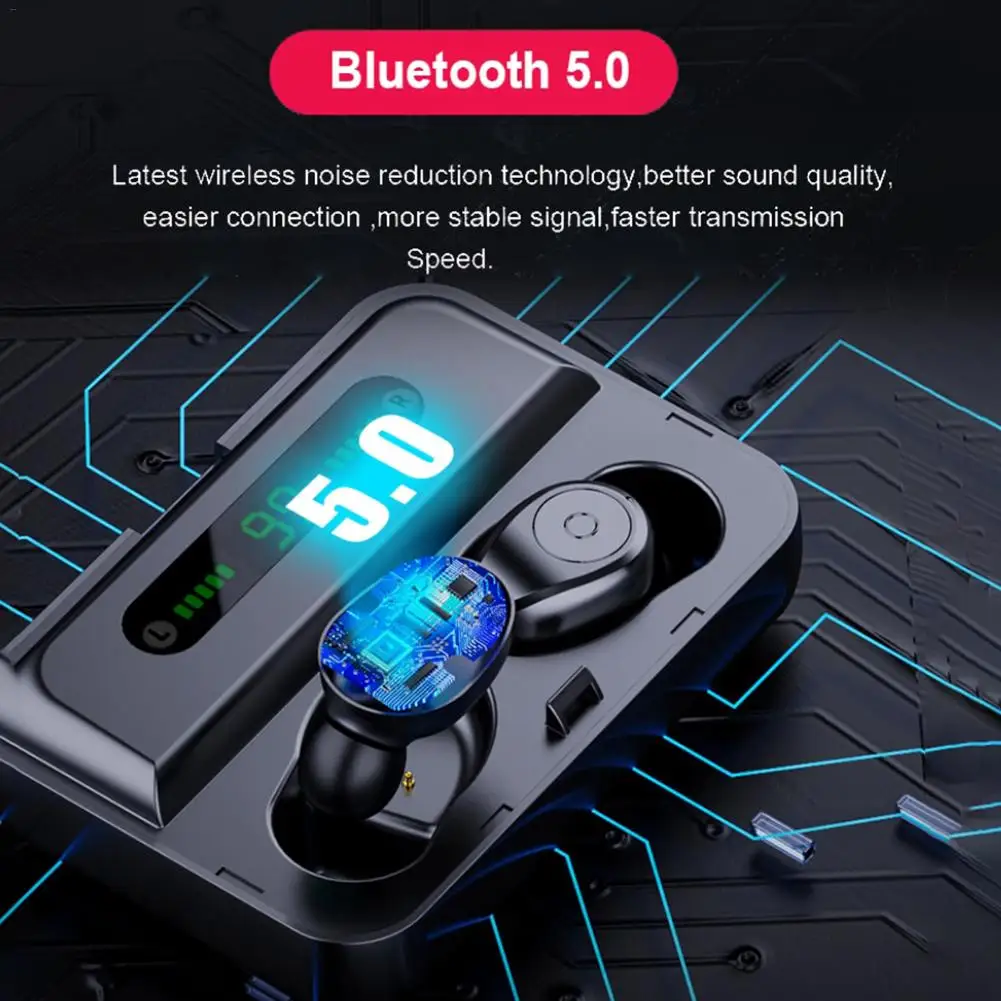 F9 Bluetooth 5,0 наушники TWS беспроводная гарнитура с цифровым дисплеем зарядный чехол Мобильная мощность стереонаушники Bluetooth