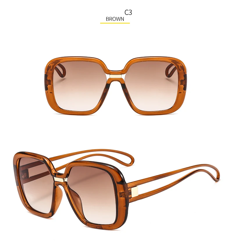 Летние Стильные Для женщин Брендовая Дизайнерская обувь площади большие солнцезащитные очки в стиле ретро Карамельный цвет прозрачный