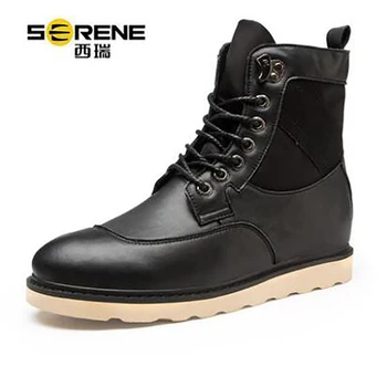 

Men Leather Boots High Top Motorcycle Youth Workers Martin Nice Boots New Autumn Winter England Outdoor Black Brown Cow Leather