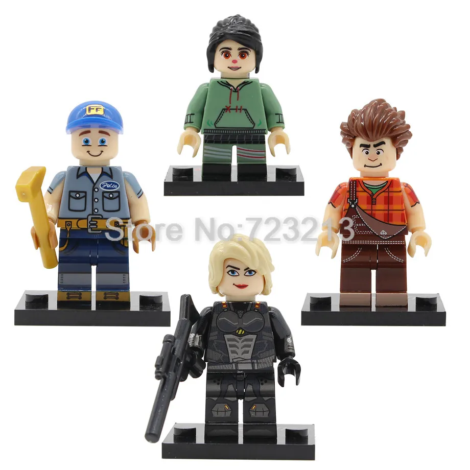 

4pcs/lot Movie Wreck-It Ralph Figure Set Vanellope von Schweetz Fix-It Felix Tamora Jean Calhoun Building Block Bricks Kits Toys