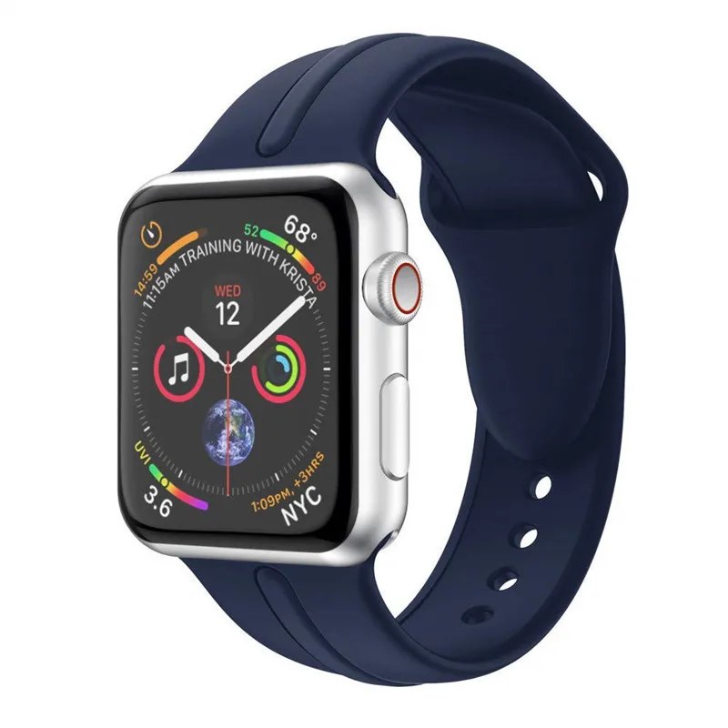 Спортивный ремешок для Apple Watch Series 4 44 мм 40 из мягкого силикона сменный наручных