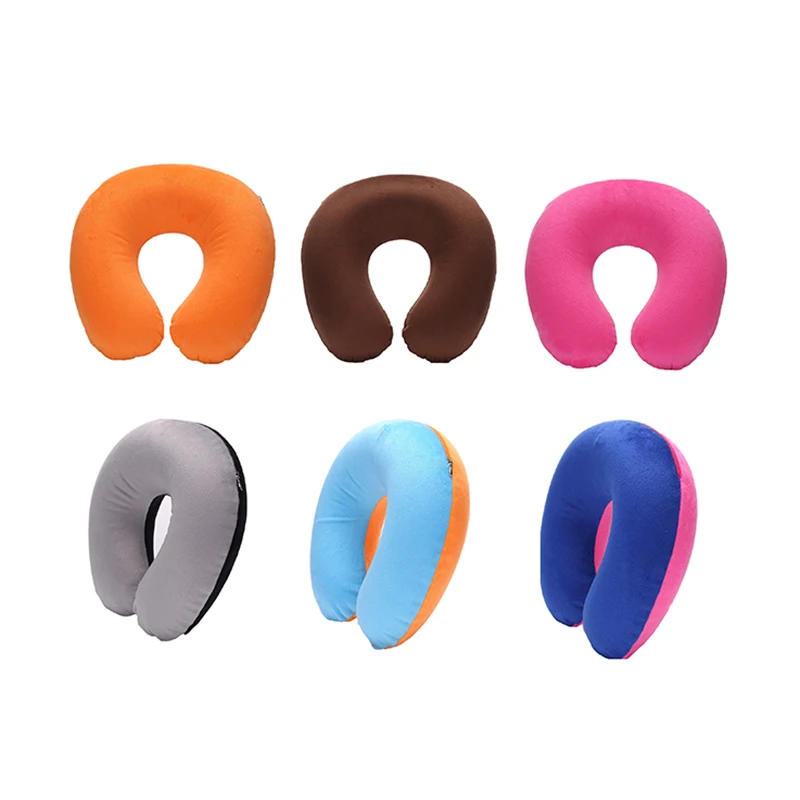 

PVC U-Shape Neck Airplane Pillow Inflatable Soft Travel Pillow For Car Headrest Air Cushion Travel Office Naps Home Sleeping