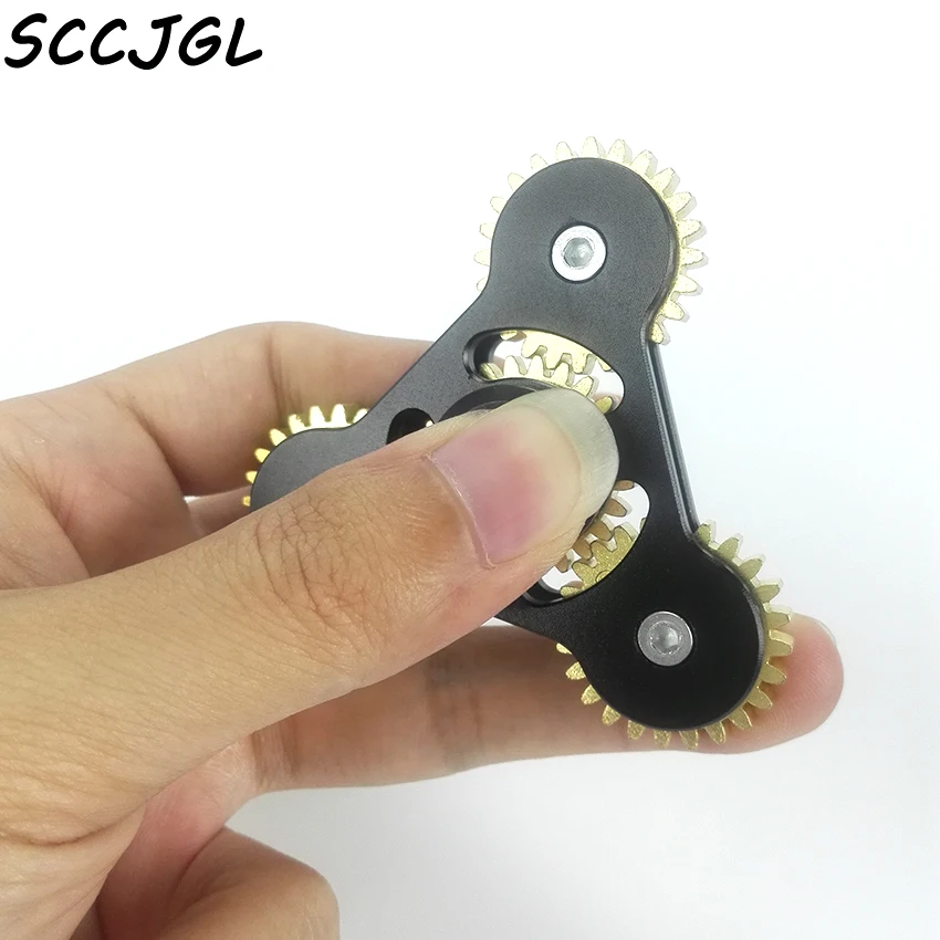 Металл связь sccjgl золотистый и черный четыре Шестерни Непоседа палец блесны ручной Spinner гироскопа EDC СДВГ время вращения Длинные анти-стресс