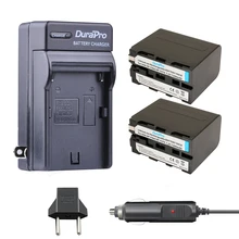 2 шт. DuraPro 7200 мАч NP-F960 NP-F970 Батарея машины Зарядное устройство + ЕС Разъем для Sony NP F960 F970 F950 f330 F550 f570 F750 F770 mc1500c 190 P