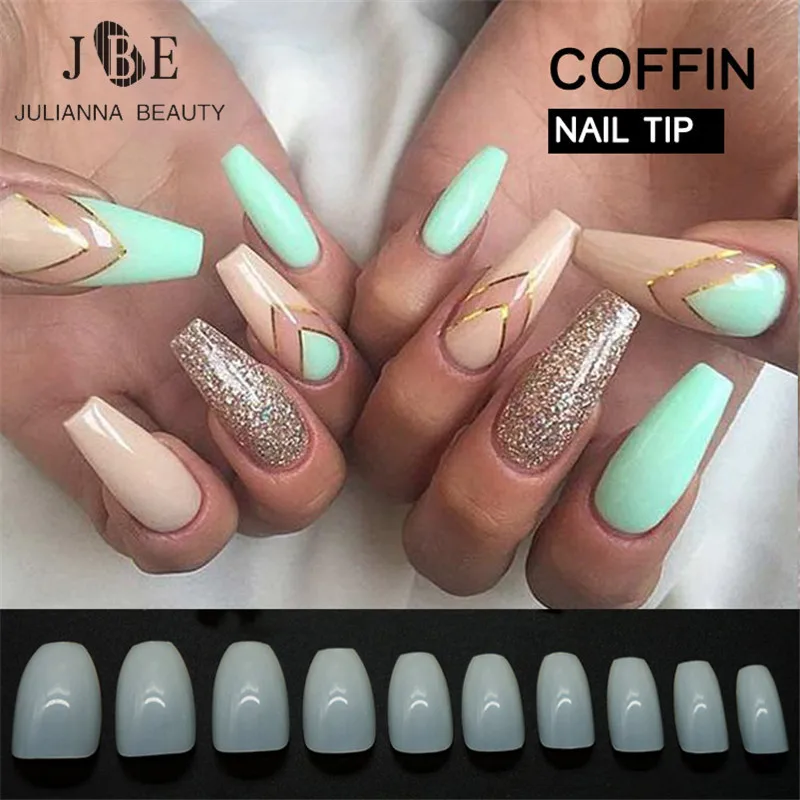 500pcs New Design Coffin Nail Tips Long Clear False Nails Abs 500pcs New Design Coffin Nail Tips Long Clear False Nails Abs Artificial Full Cover Fake Diy Acrylic Art 10 Size In From Beauty