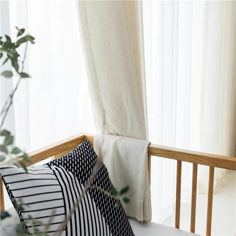 

Japanese style plain color simple modern linen fabric window screen bedroom balcony partition finished custom curtain