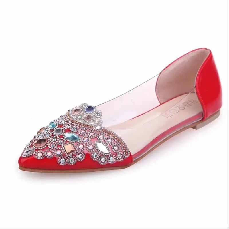 

Fashion Women Flat Ballet Shoes Bling Crystal Pointed Toe Flats Shoes Elegant Comfortable Lady Shiny Shoes