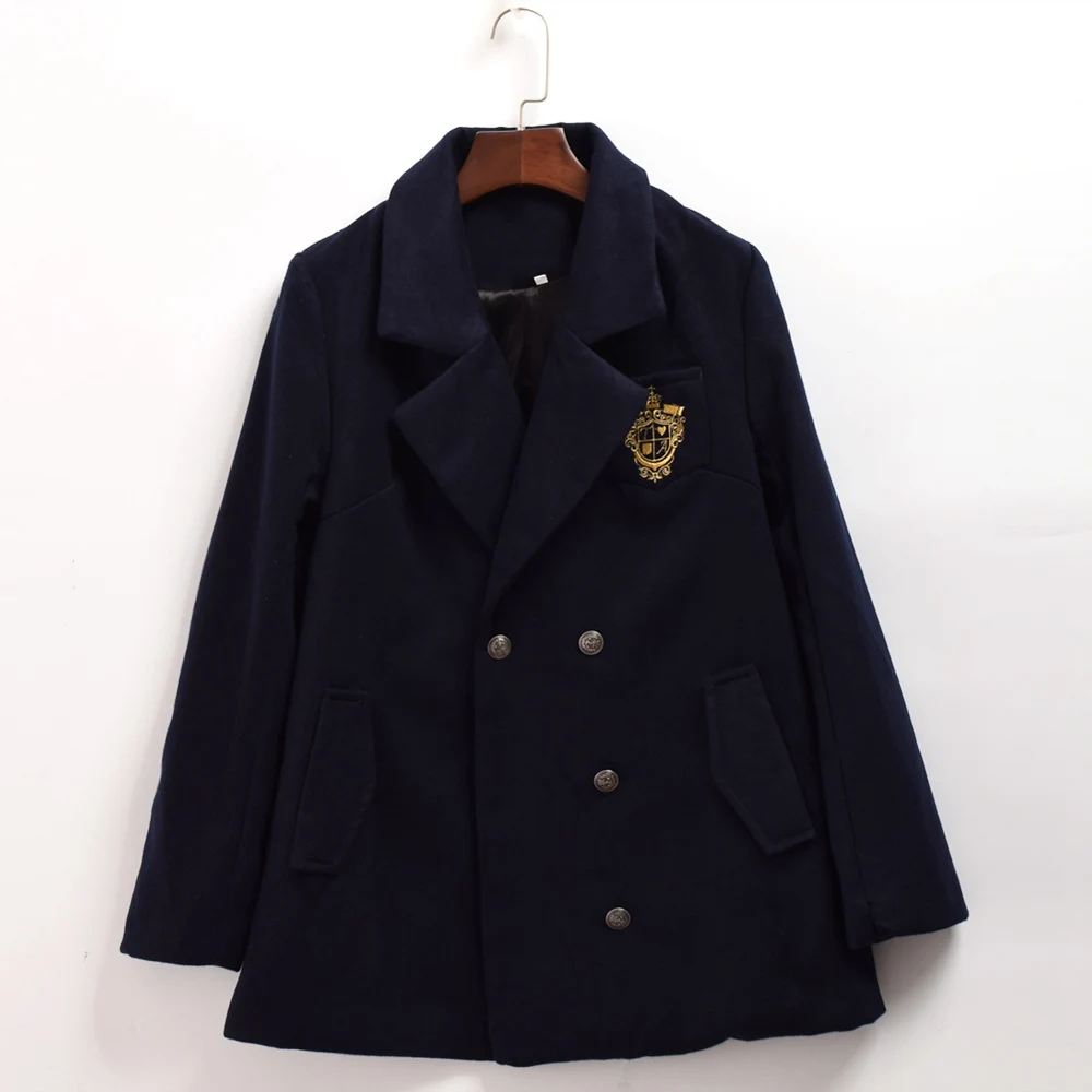 1pc Girls Preppy BF Style Oversize Coat Lolita Embroidered Long Sleeve Outwear Winter Gift