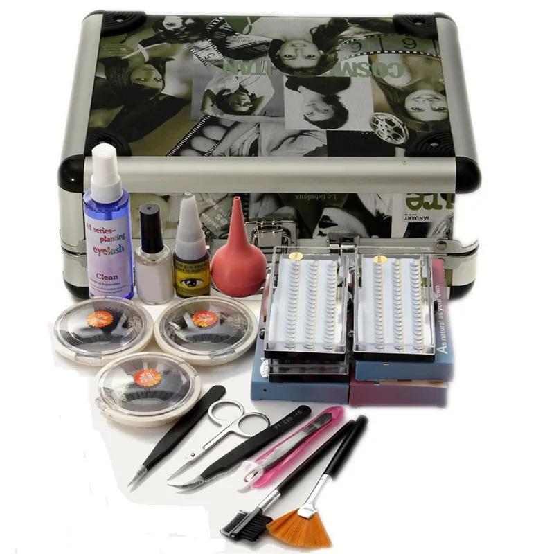 

Pro 1 Set False Eye Lash Extension Individual Fake Eyelash Glue Brush Full Kit With Case Box Salon Makeup Tools Glue Tool
