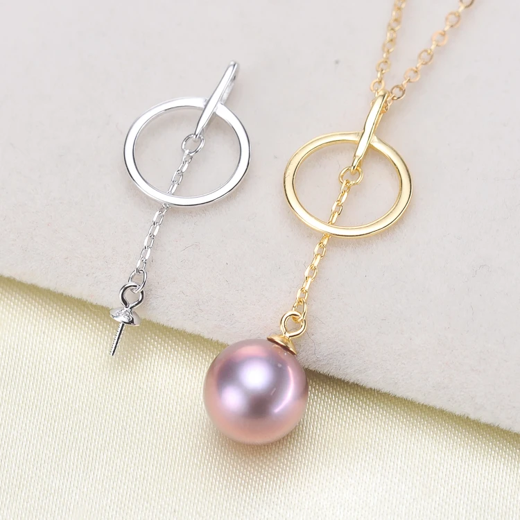 2 Color 925 Sterling Silver Pearl Pendant Exquisite Necklace Pendant Findings Jewelry Parts