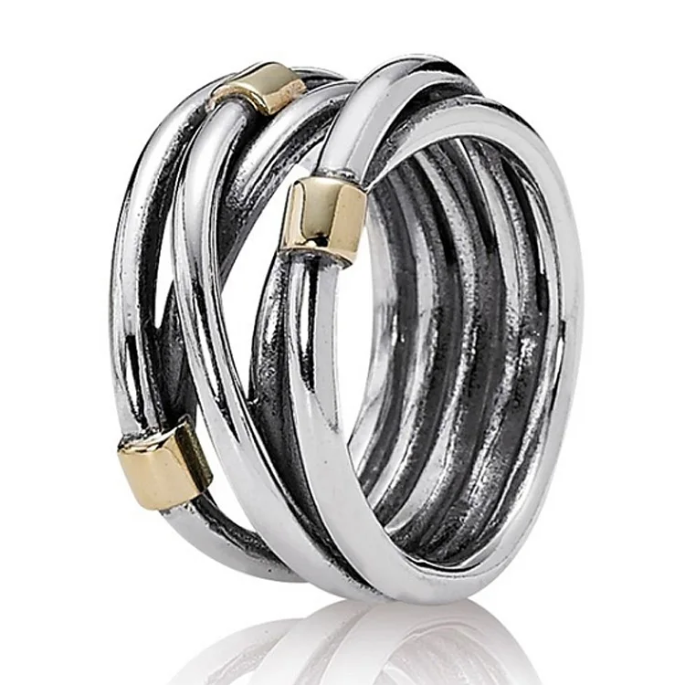 

Authentic 925 Sterling Silver Ring Eternity Entwined Silver Rose Rope Bands Rings For Women Wedding Gift Fine Pandora Jewelry