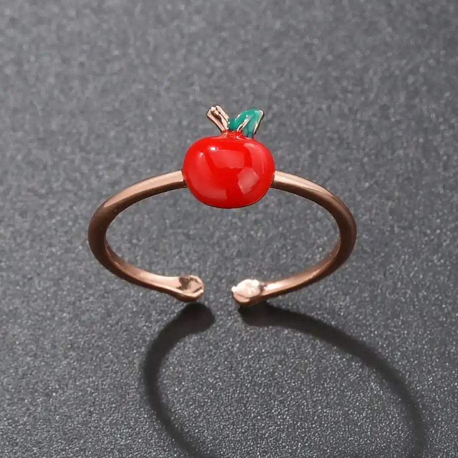 Милое красное кольцо с изображением яблока, Свежий фрукт, милое романтическое летнее кольцо для отдыха для девочек, женский подарок, креати...