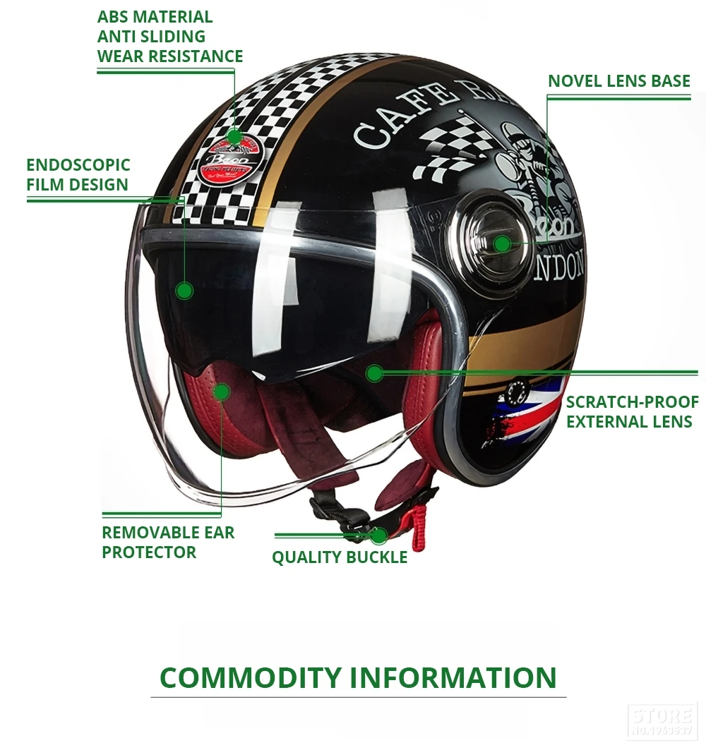 Beon capacete da motocicleta cara aberta casco