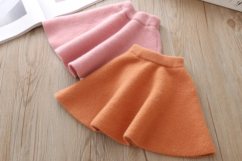 Thunderers Autumn Winter Knitting Kids Clothing Set For Girls Long Sleeve Shirt With Short Skirt Baby Girl 2pcs Outfits 18M-5T