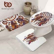 Постельные принадлежности Outlet Dreamcatcher коврик для ванной 3 шт. нескользящий богемный коврик набор для ванной комнаты акварельный чехол для унитаза коврик украшение дома