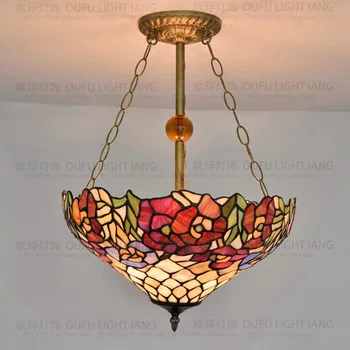 

16inch Tiffany Baroque Stained Glass Suspended Luminaire E27 110-240v Chain Pendant Lights For Home Parlor Dining Room