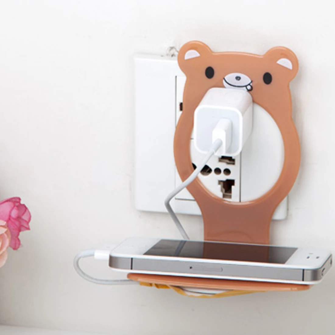 Mobile Phone Wall Charger Adapter Charging Holder Hanging Stand Bracket