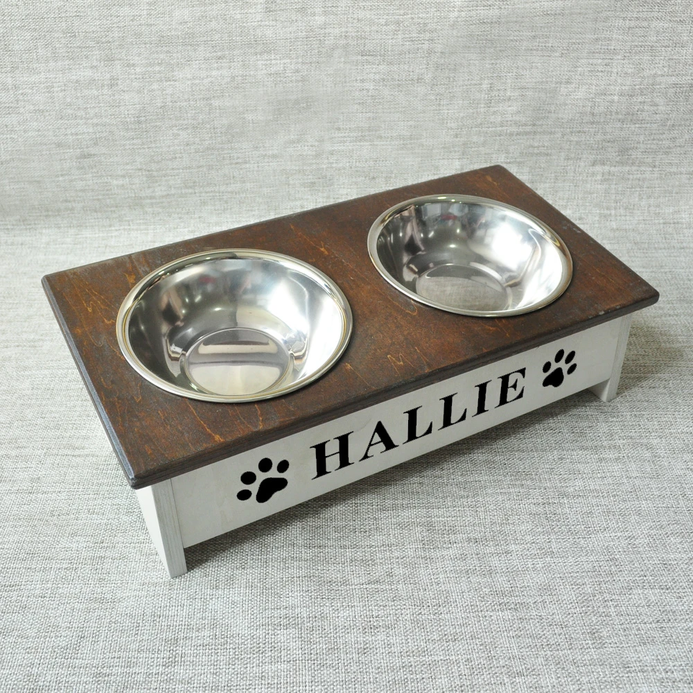 Wood and metal dog bowl stand Clearance