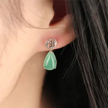 Китайский зеленый цвет Висячие серьги для женщин серьги в восточном стиле серебро 925 пробы высокое качество гарантия SES0002 бижутерия