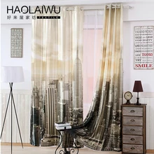 Free shipping modern style 3D digital print New York city Blackout curtain for living room window custom made