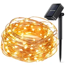 10m 100leds Solar Power String Light Waterproof LED Copper Wire lamp Warm White For Outdoor party Christmas decoration lights
