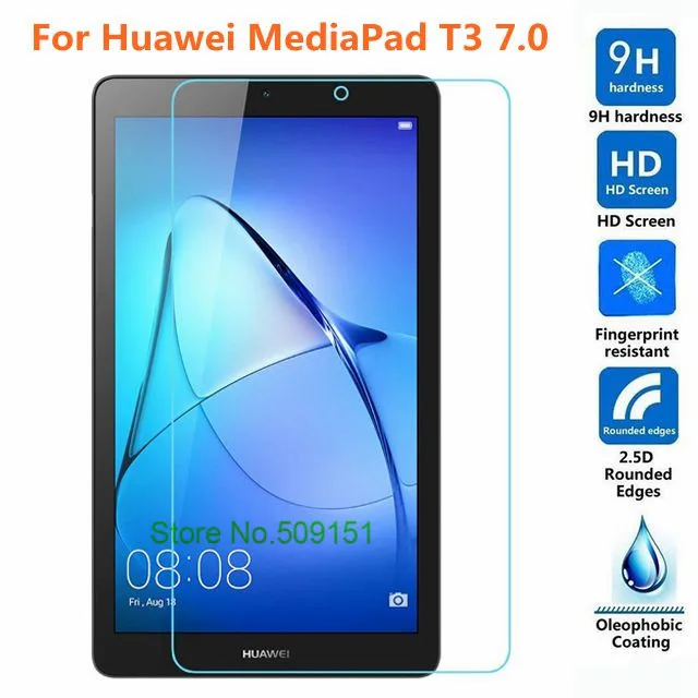 2017 Newest Tempered Glass Film for Huawei MediaPad T3 7 7.0 inch Tablet Screen Protector + Cleaning Wipes Safely Package | Компьютеры и