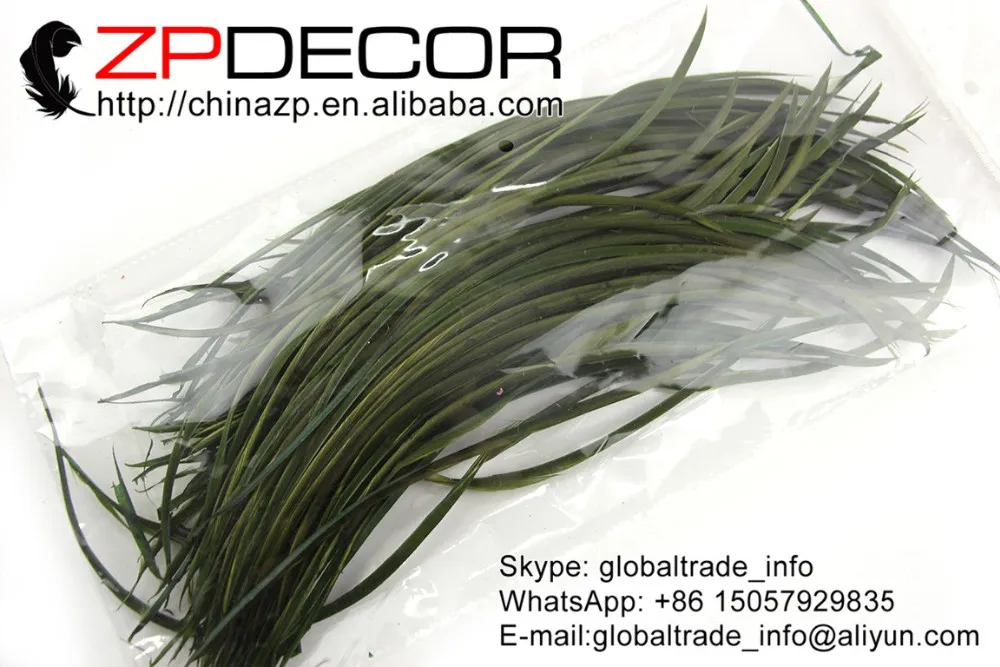 Goose Biot Feather Olive Dyed (1)