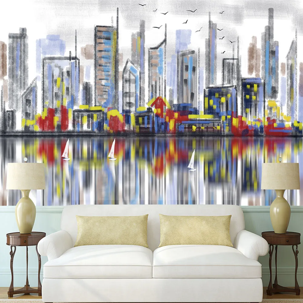 Custom 3d wallpaper mural Nordic modern abstract city building background wall - high-grade waterproof material wall covering Custom 3d wallpaper mural Nordic modern abstract city building background wall - high-grade waterproof material wall covering