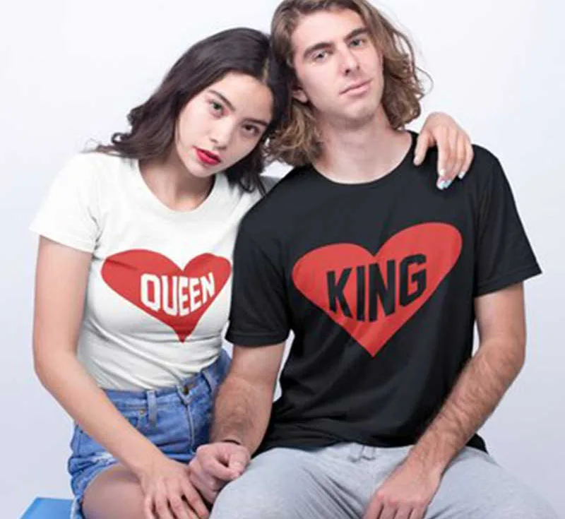 couple t shirt for husband and wife lovers king queen crown clothes funny tops tee femme casual men women 2019 harajuku clothing