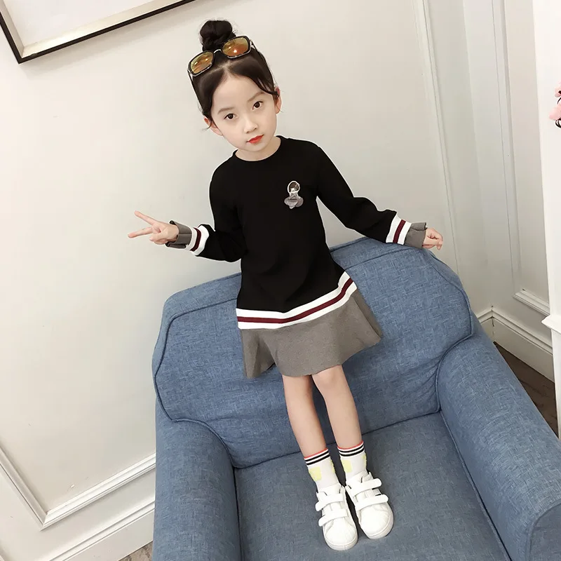 Повседневное платье для девочек в стиле пэчворк; детская одежда для От 5 до 13 лет; весна г.; брендовая одежда для детей-подростков