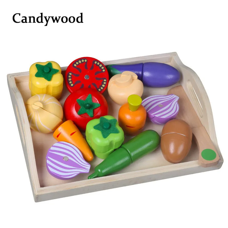 

Mother garden Simulation food Cutting Vegetable and fruit Wooden Kitchen Toys for baby kids Educational Pretend Play Toy