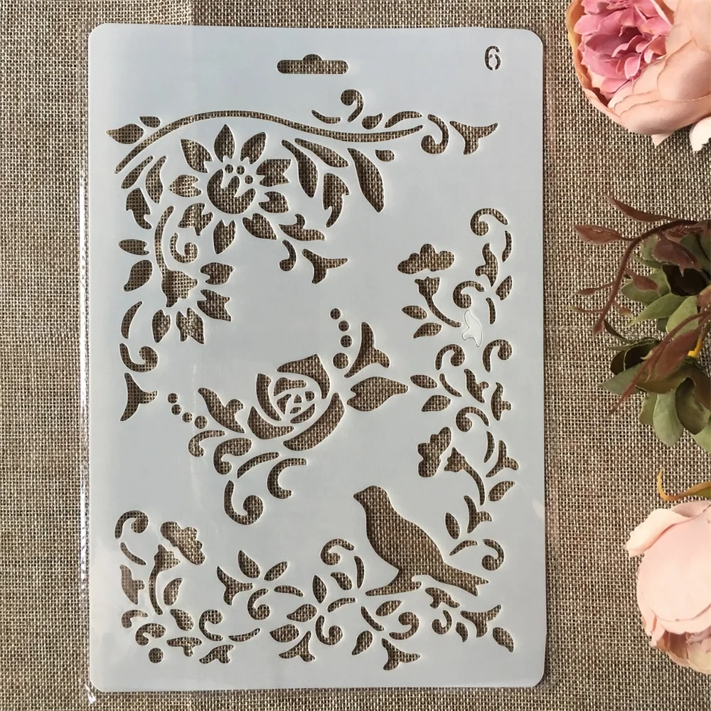 

New 26cm Bird Flower DIY Craft Layering Stencils Painting Scrapbooking Stamping Embossing Album Paper Card Template